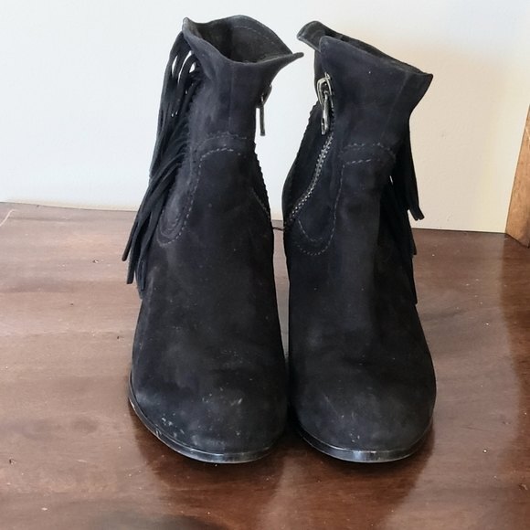 Sam Edelman Women's Louie Black Suede Fringe Ankle Zip Up Boots Size 7 - Picture 2 of 11